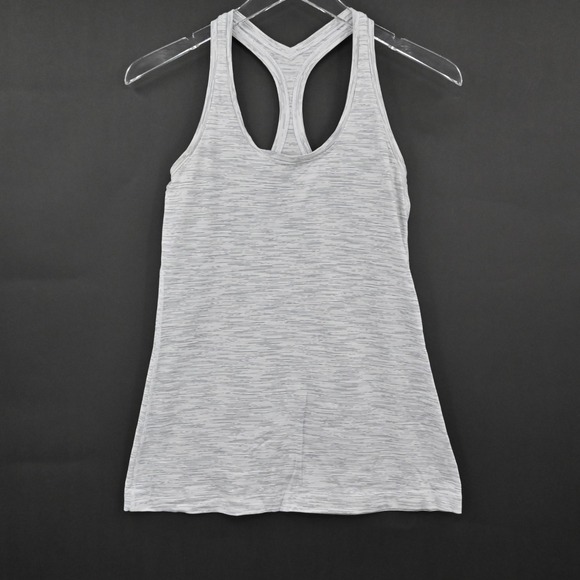 lululemon athletica Tops - Lululemon Womens Cool Racerback Tank Top Size 4 White Space Nimbus Battle Logo